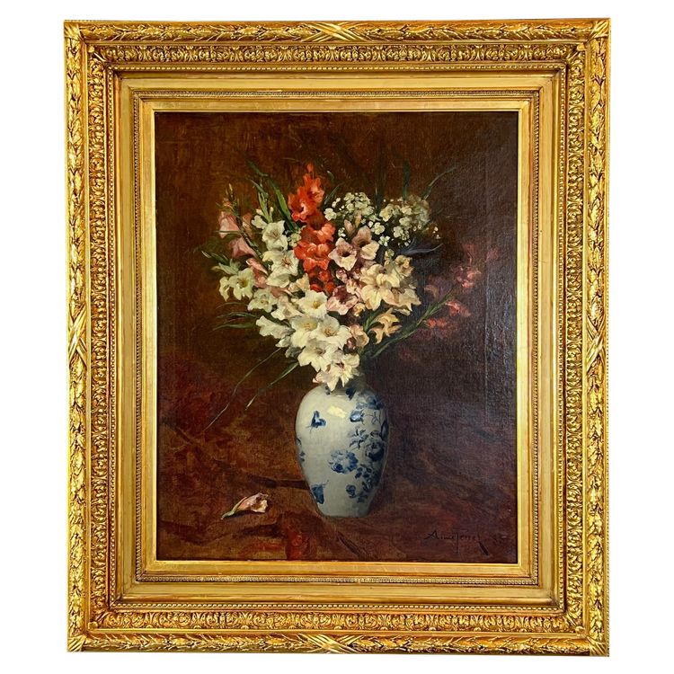 Ölgemälde Nature Morte Aux Fleurs , Aimé Perret (1846-1927)