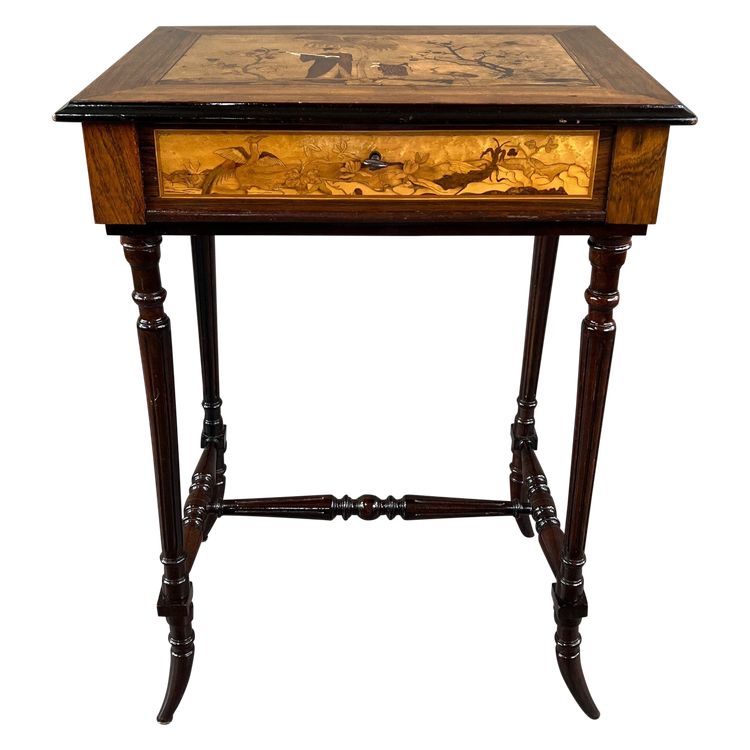 Coiffeuse / Table à Bijoux Marquetée , Epoque Napoléon III