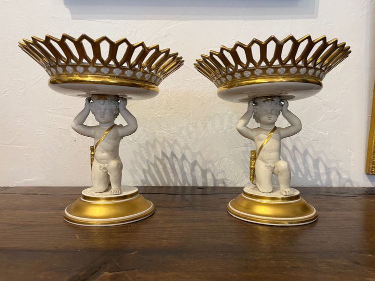 Pair Of Cups - Porcelain - Empire Period - France - XIX th C