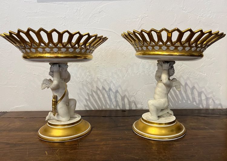 Pair Of Cups - Porcelain - Empire Period - France - XIX th C