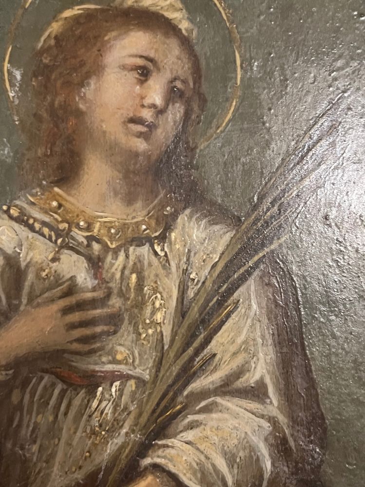 Gemälde - Öl Auf Kupfer - Die Heilige Katharina - 17.