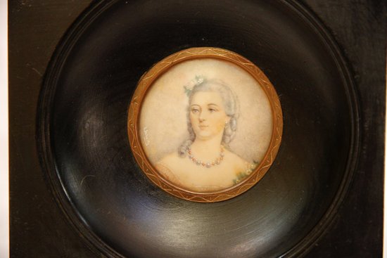 Portrait à L’aquarelle Signé L. Schultz, XIXe Siècle