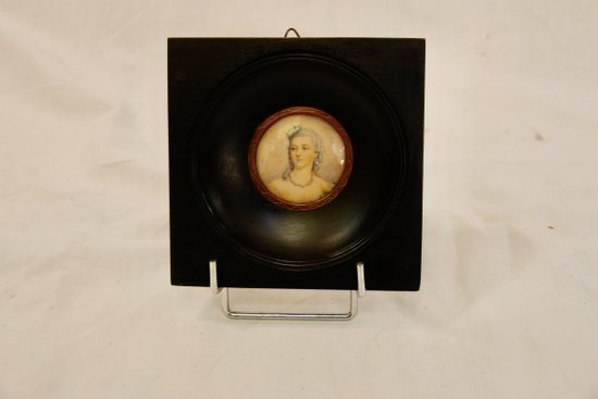 Portrait à L’aquarelle Signé L. Schultz, XIXe Siècle