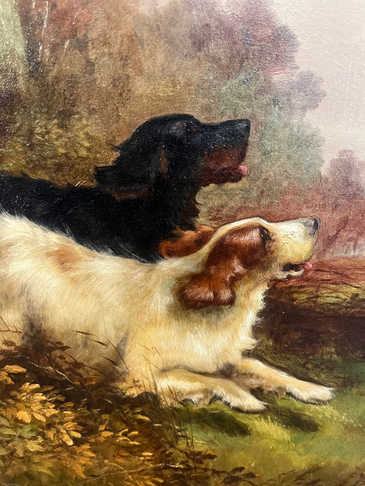 Tableau - Huile Sur Toile - épagneuls - R. Cleminson - Angleterre - XIX ème