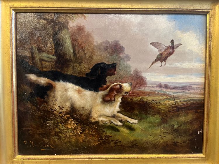 Tableau - Huile Sur Toile - épagneuls - R. Cleminson - Angleterre - XIX ème