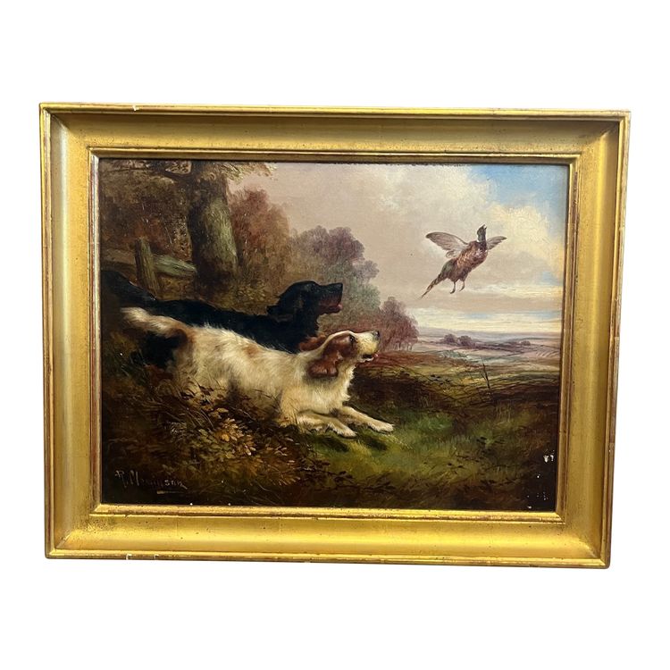 Tableau - Huile Sur Toile - épagneuls - R. Cleminson - Angleterre - XIX ème