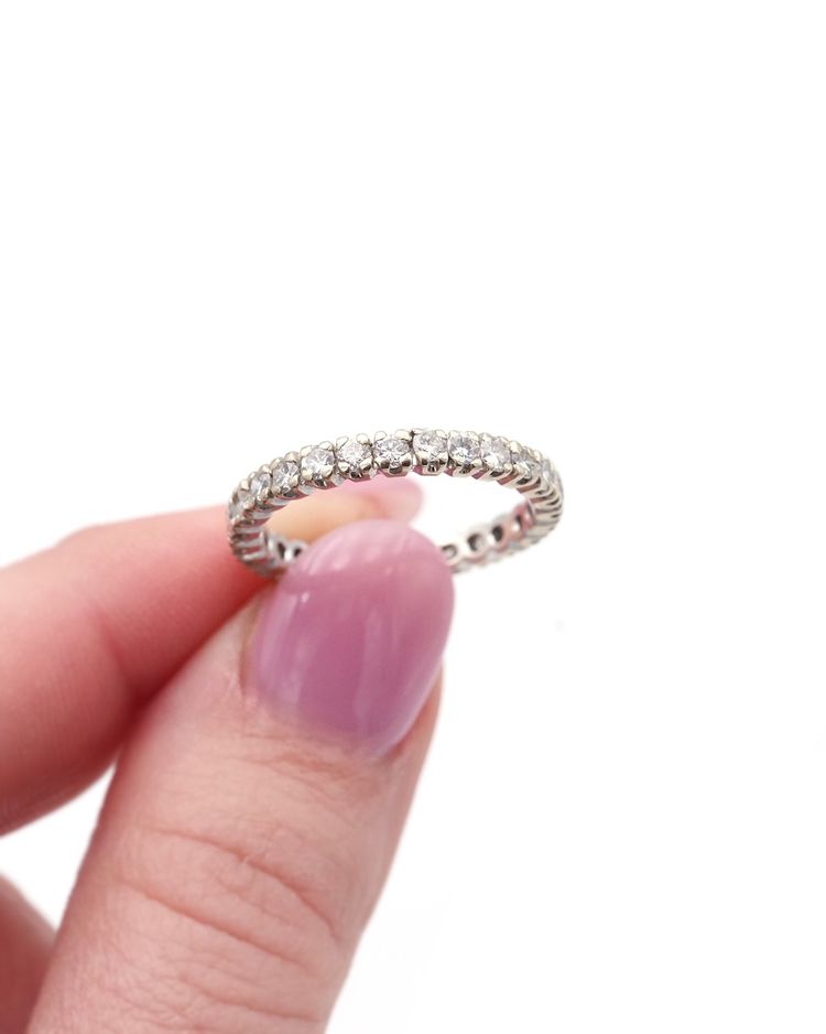 Anello nuziale americano con diamante in oro bianco 18 carati, 1,35 carati, taglio brillante, fede nuziale, matrimonio