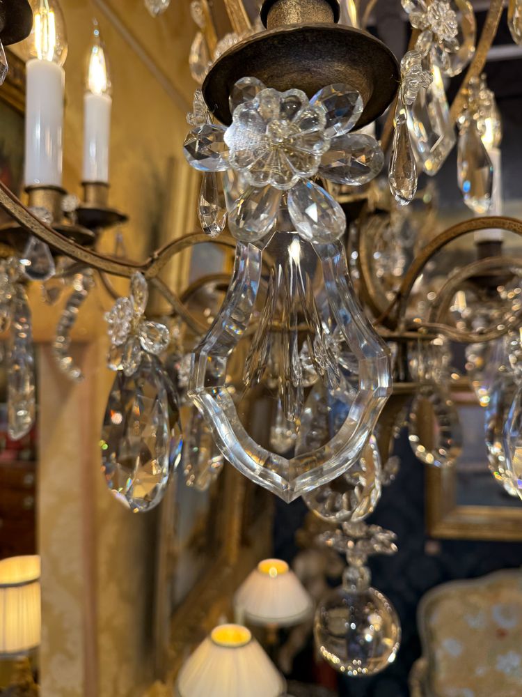 Gilded Iron and Cut Crystal Chandelier by Maison Baguès, circa 1920