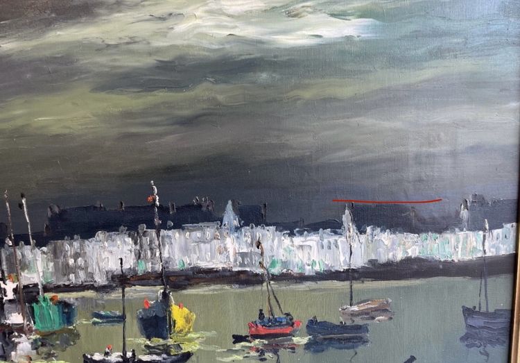 Coucher De Soleil En Rade De Rouen Signed René Prin