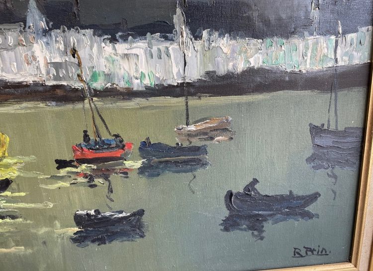 Coucher De Soleil En Rade De Rouen Signed René Prin