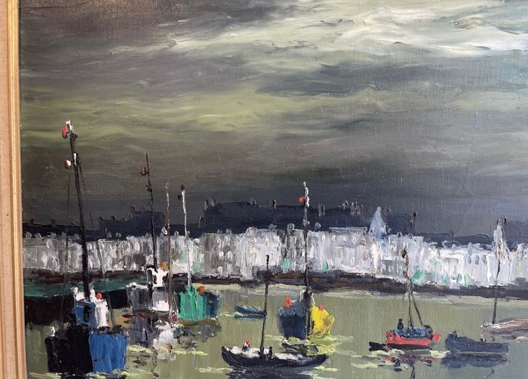 Coucher De Soleil En Rade De Rouen Signed René Prin