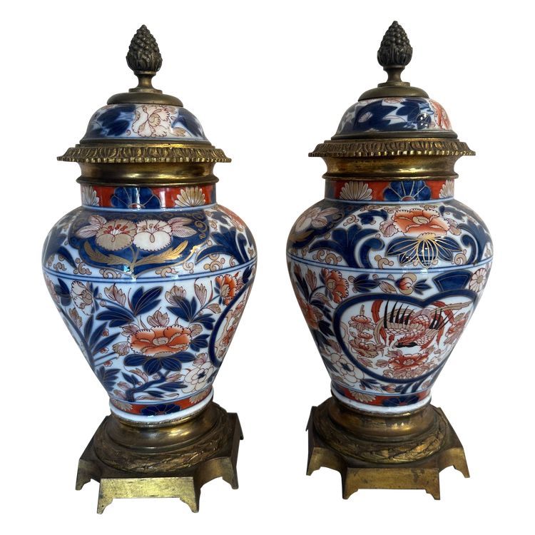 Pair Of Imari Porcelain Cassolettes 19th century period
