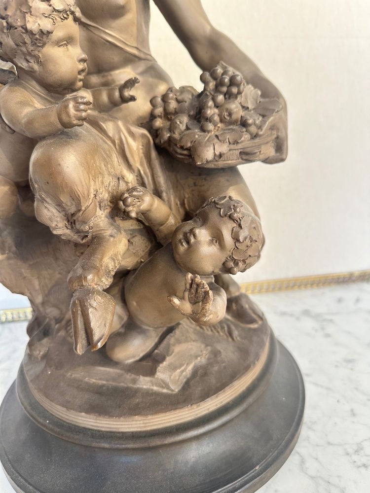 Terre Cuite By Clodion Representing A Faun Surrounded By Puttis