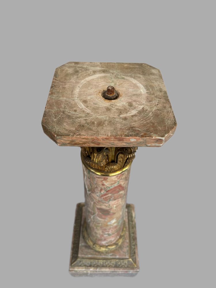 Marble Column Dressed In Gilded Bronze 19th century period