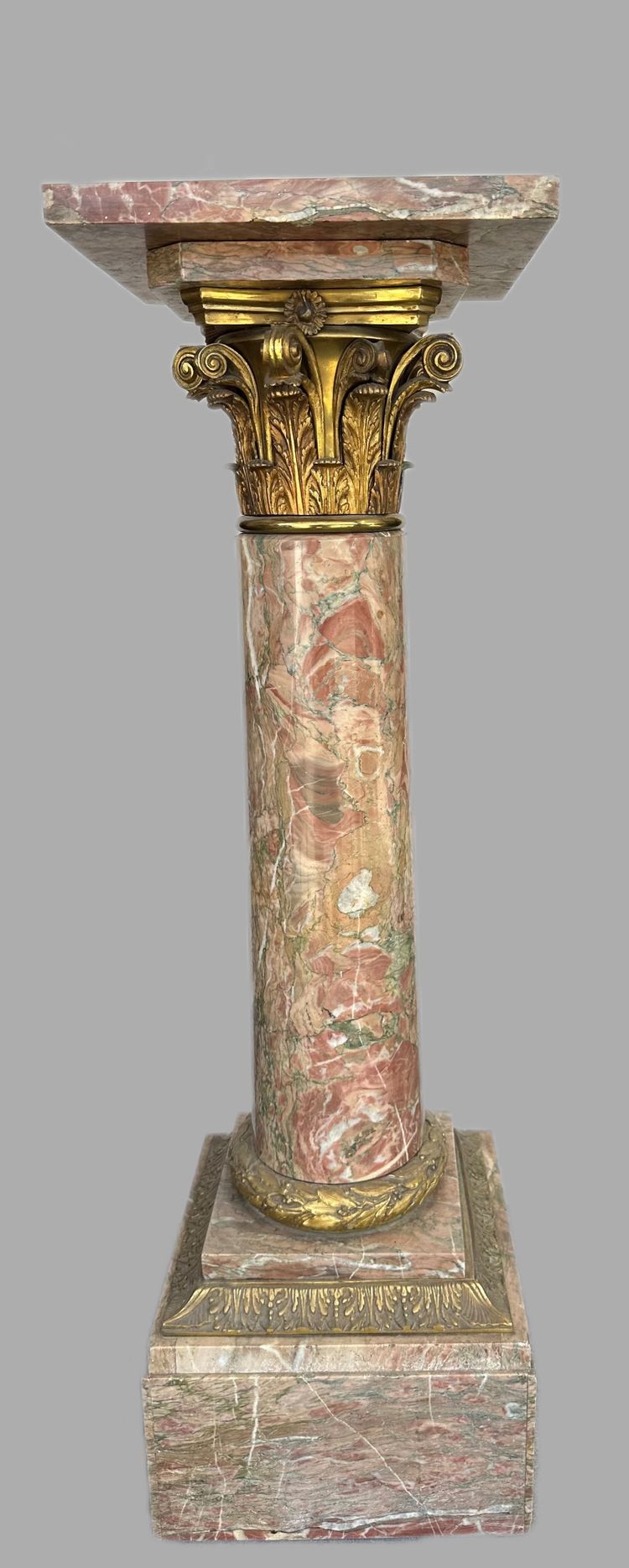 Marble Column Dressed In Gilded Bronze 19th century period