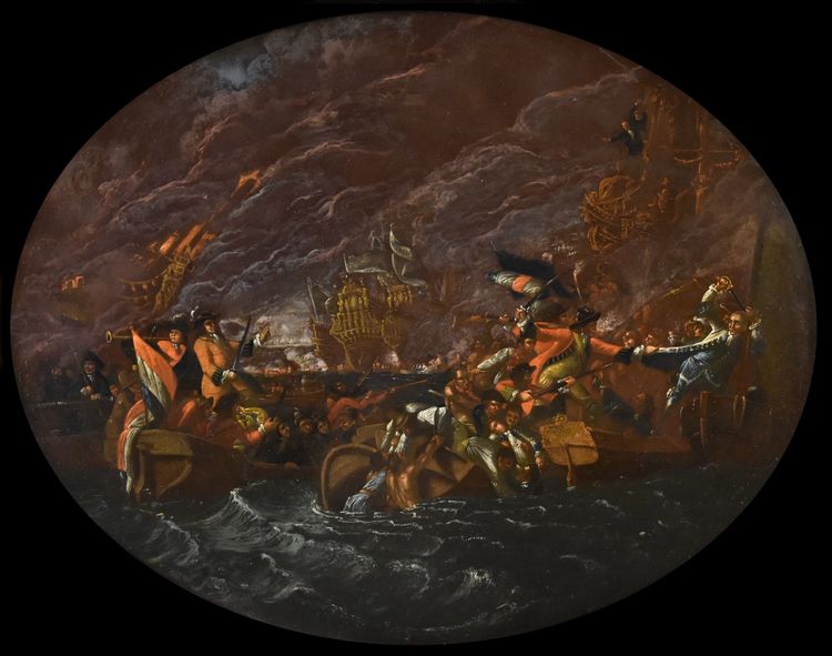 Scene Of A Night-time Naval Battle, Ilario Mercanti ‘lo Spolverini’ 