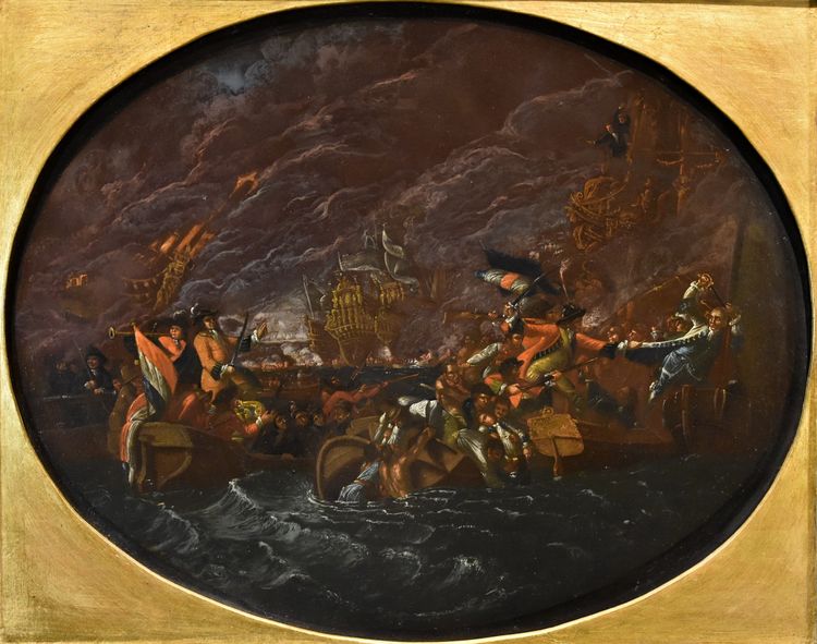 Scene Of A Night-time Naval Battle, Ilario Mercanti ‘lo Spolverini’ 