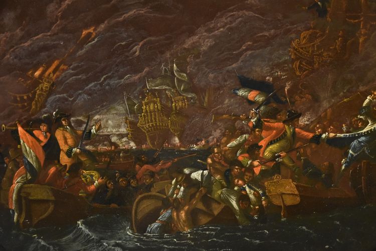 Scene Of A Night-time Naval Battle, Ilario Mercanti ‘lo Spolverini’ 