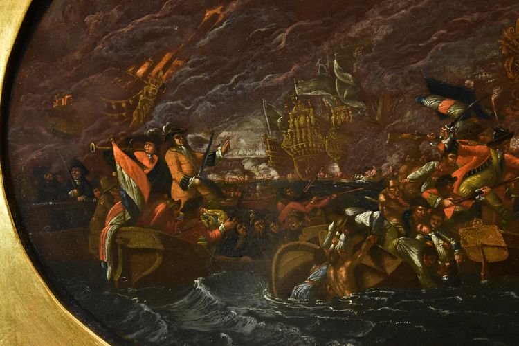 Scene Of A Night-time Naval Battle, Ilario Mercanti ‘lo Spolverini’ 