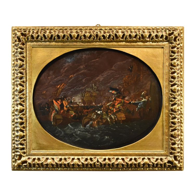 Scene Of A Night-time Naval Battle, Ilario Mercanti ‘lo Spolverini’ 