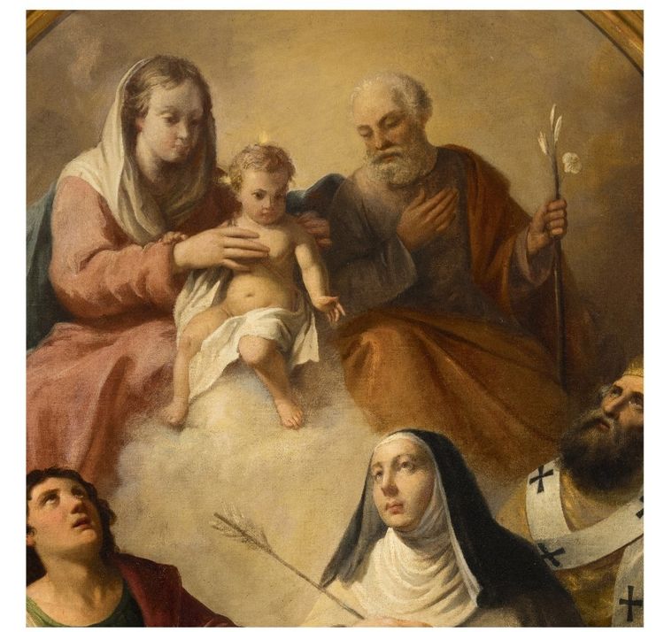 Lattanzio Querena (attributed) "Pala Holy Family in Glory with Saints"