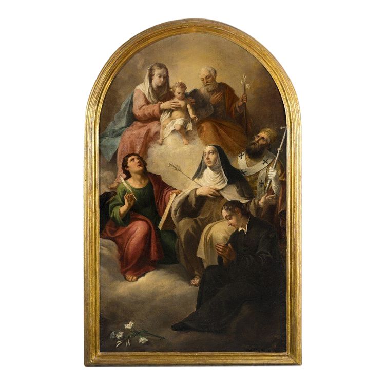 Lattanzio Querena (attributed) "Pala Holy Family in Glory with Saints"