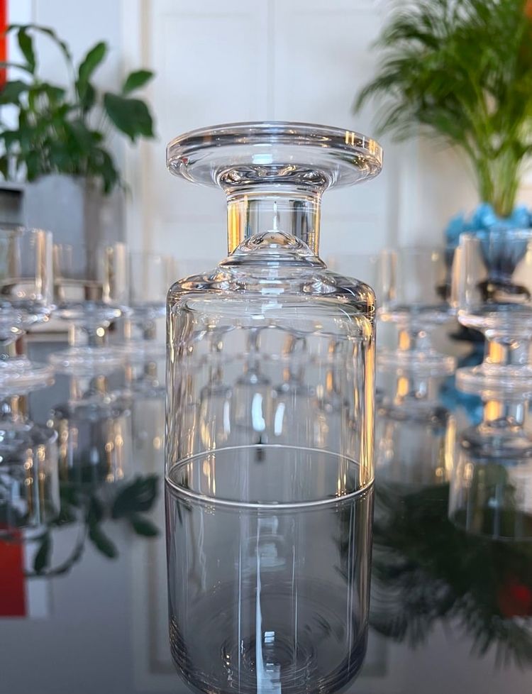 Set di 10 bicchieri da acqua con stelo in cristallo - Vintage anni '70 