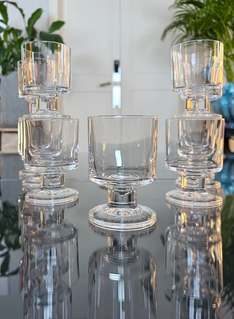 Calici da vino con stelo in cristallo - Vintage 1970 - Set di 11 bicchieri da tavola