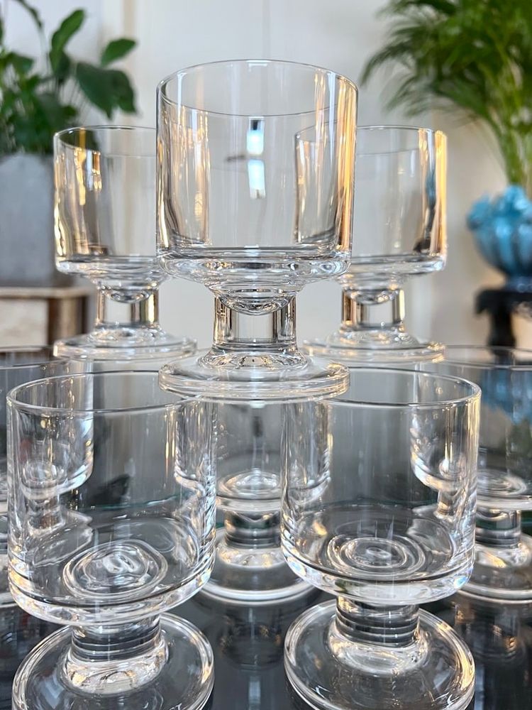 Calici da vino con stelo in cristallo - Vintage 1970 - Set di 11 bicchieri da tavola