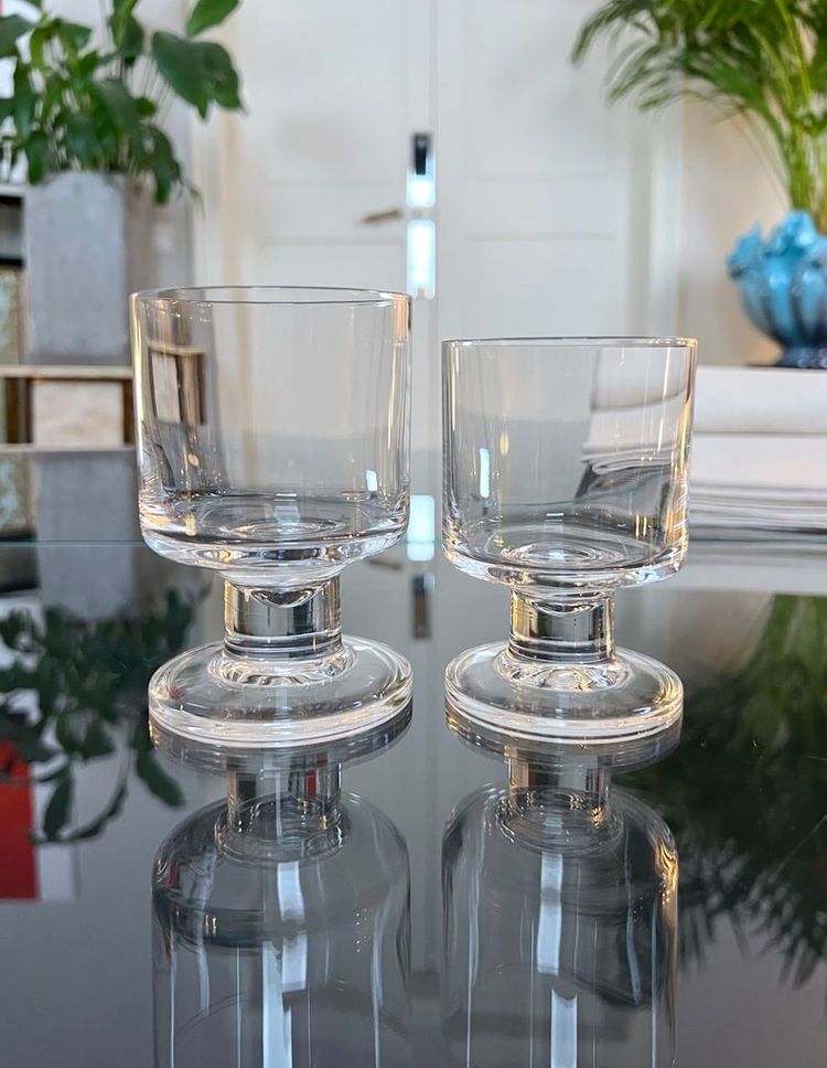 Calici da vino con stelo in cristallo - Vintage 1970 - Set di 11 bicchieri da tavola