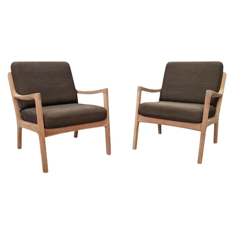 Pair of Senator armchairs in solid teak, Ole Wanscher