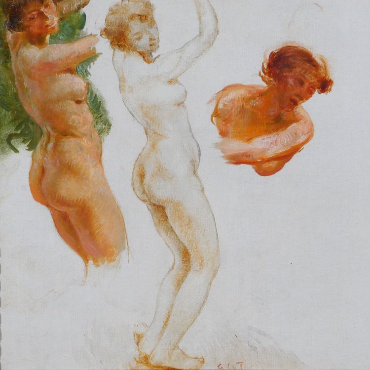 Gaston La Touche 1854-1913 Studien Von 3 Nackten Frauen, Gemälde, Um 1900