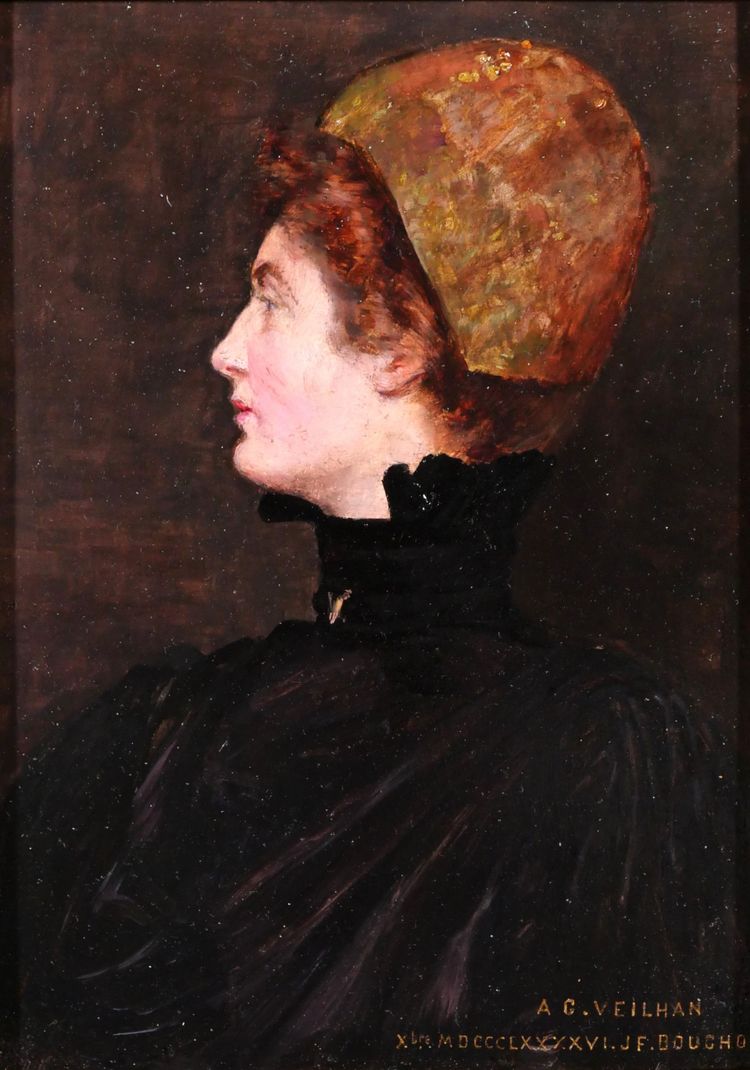 Joseph-Félix BOUCHOR 1853-1937 Porträt einer Frau mit Haube (Frau Veilhan), Gemälde, 1896