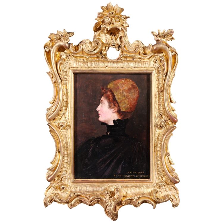 Joseph-Félix BOUCHOR 1853-1937 Porträt einer Frau mit Haube (Frau Veilhan), Gemälde, 1896