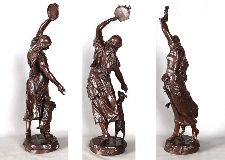Bronze XIX ème, Eugène MARIOTON 1857 / 1933, Esméralda et sa chèvre.