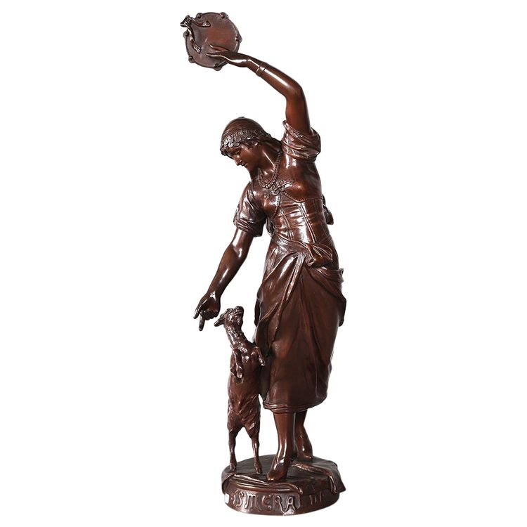 Bronze XIX ème, Eugène MARIOTON 1857 / 1933, Esméralda et sa chèvre.