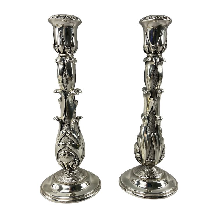 Pair of silver-plated candlesticks
