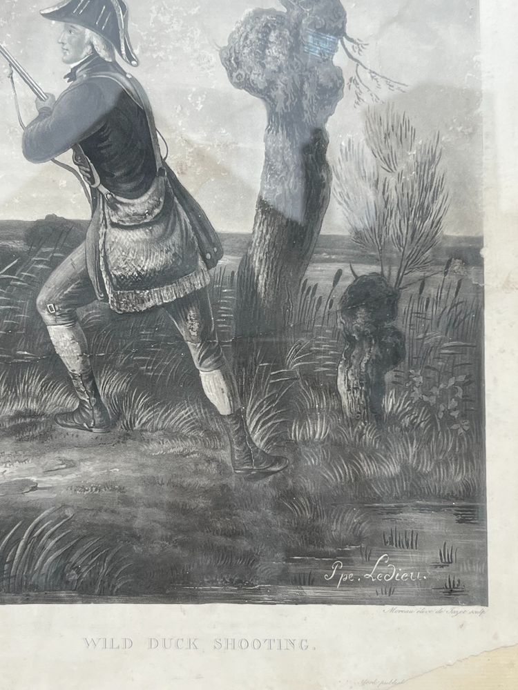 Pair of engravings, Duck and Pheasant Hunting, Philippe Ledieu, About 1840