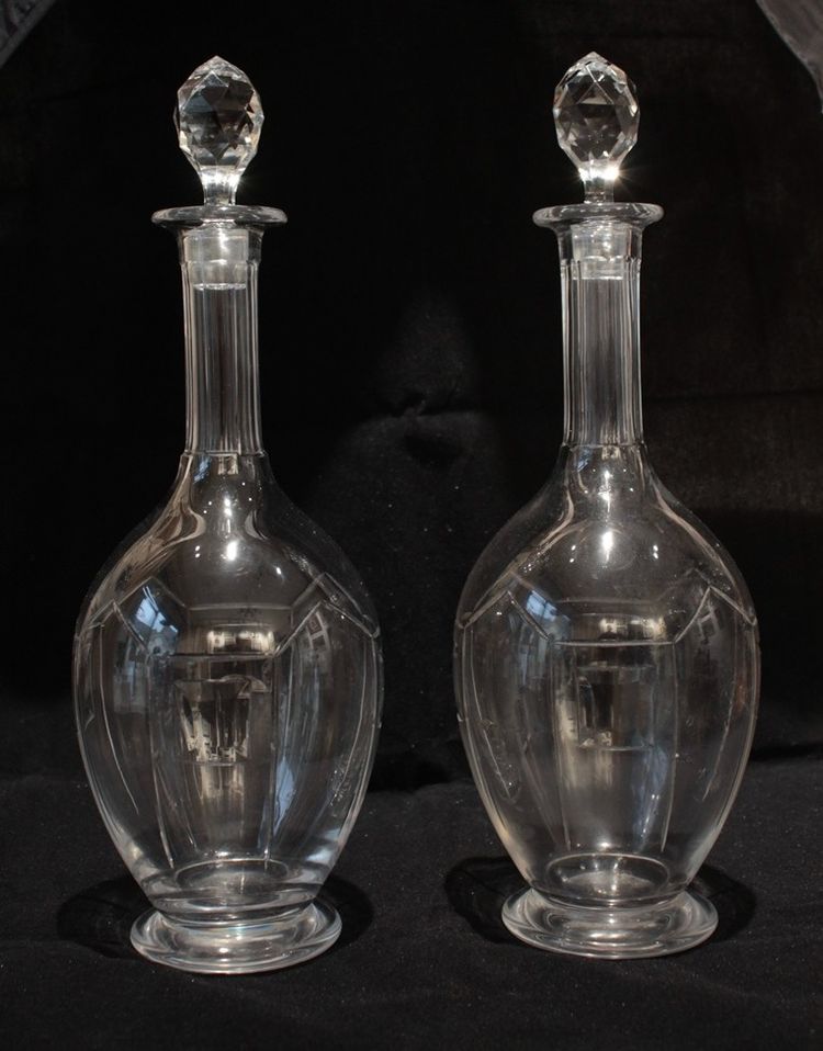 Pair of Nancy cut crystal decanters, Art Deco circa 1930