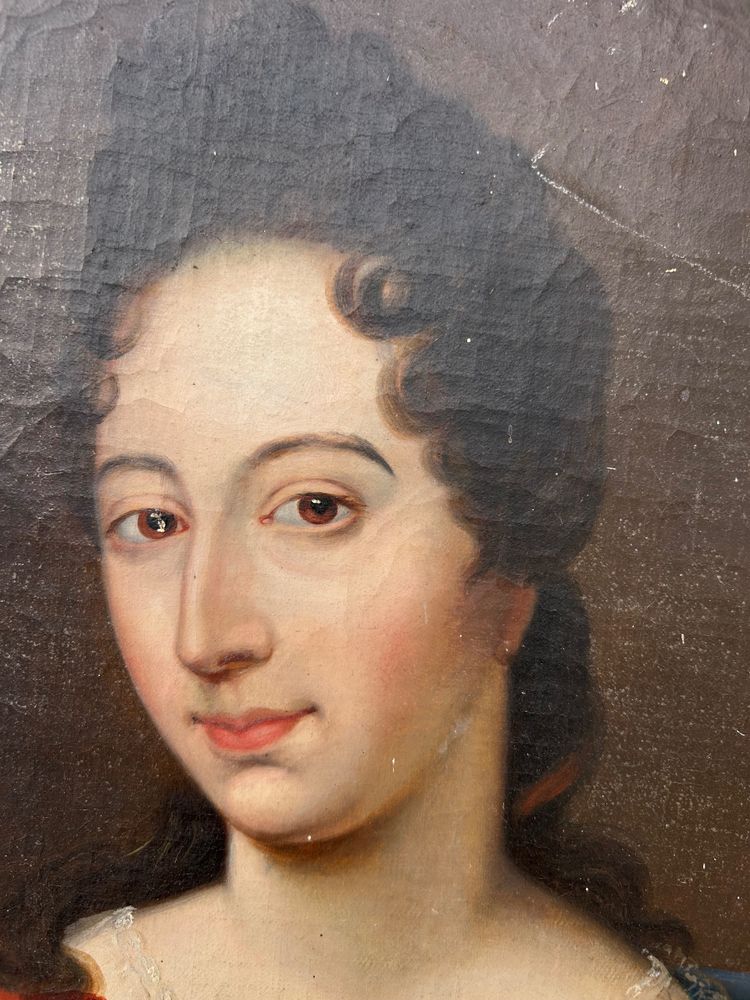 Portrait Ovale De Femme D’époque XVIIIème Marie De Girard De Boisverger - Huile Sur Toile H 73 cm
