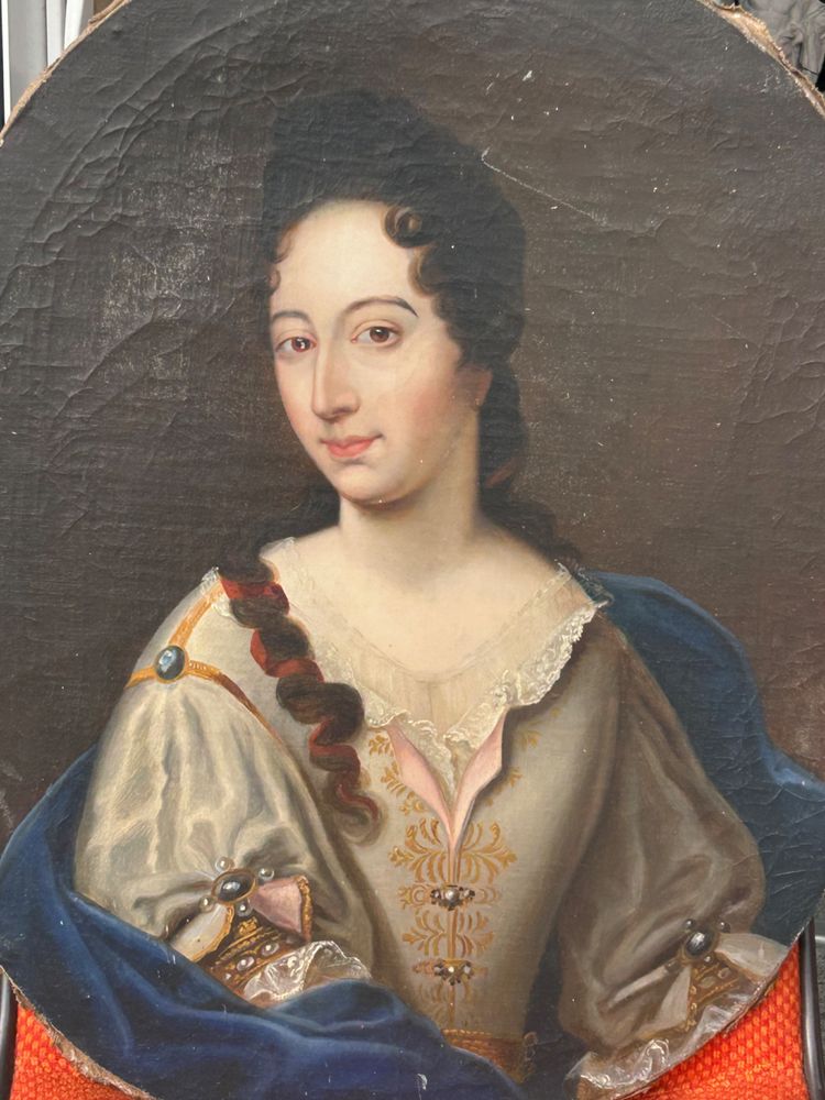Portrait Ovale De Femme D’époque XVIIIème Marie De Girard De Boisverger - Huile Sur Toile H 73 cm