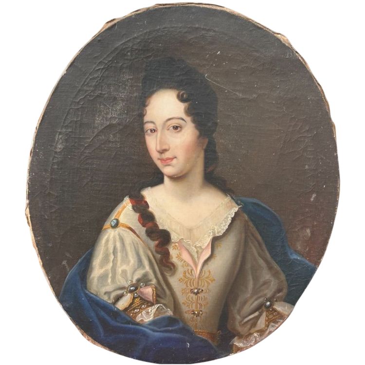 Portrait Ovale De Femme D’époque XVIIIème Marie De Girard De Boisverger - Huile Sur Toile H 73 cm