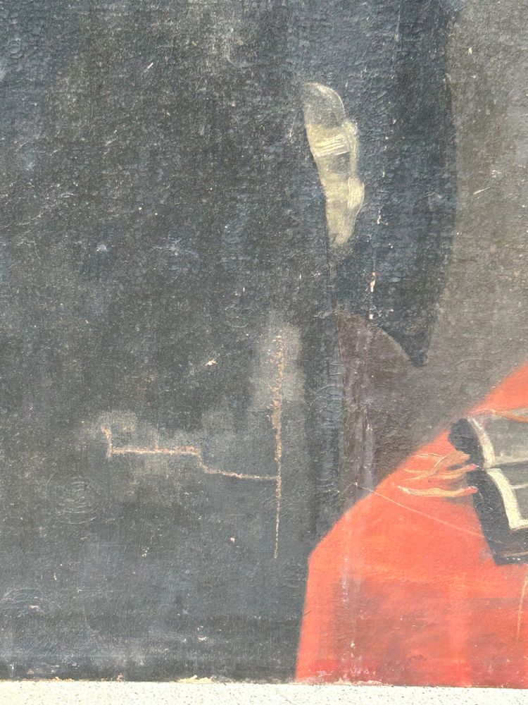 Grande ritratto di uomo religioso all'inizio del XVIII secolo olio su tela H 135 cm