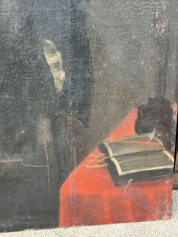 Grande ritratto di uomo religioso all'inizio del XVIII secolo olio su tela H 135 cm