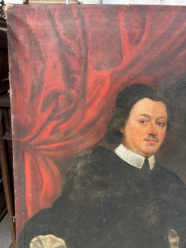 Grande ritratto di uomo religioso all'inizio del XVIII secolo olio su tela H 135 cm