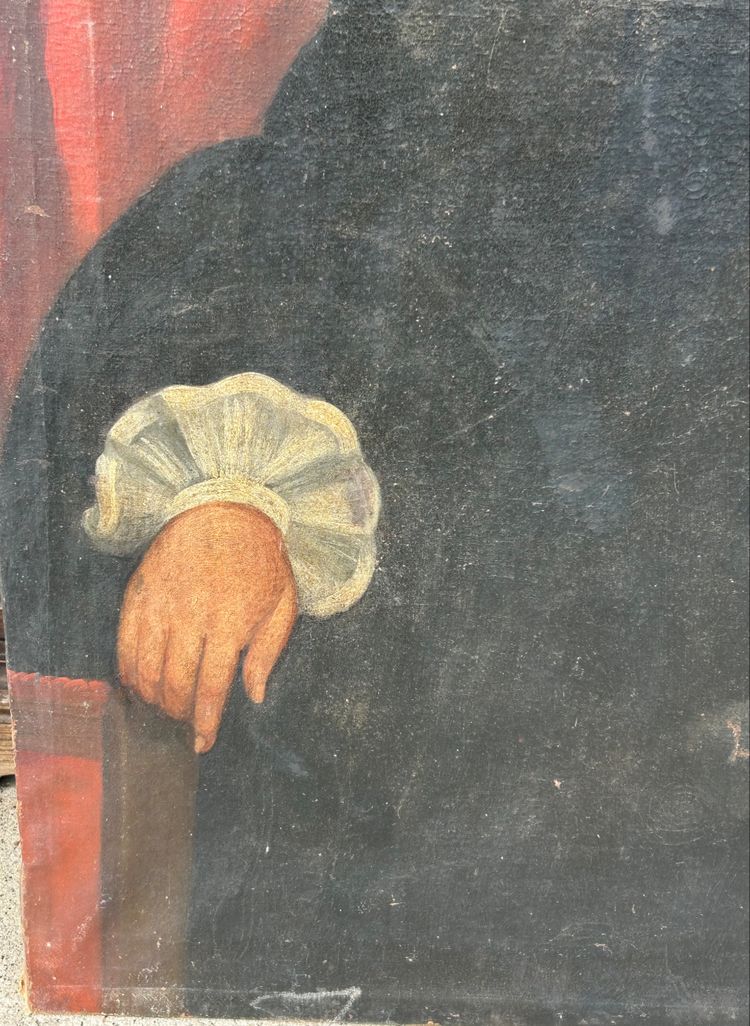 Grande ritratto di uomo religioso all'inizio del XVIII secolo olio su tela H 135 cm