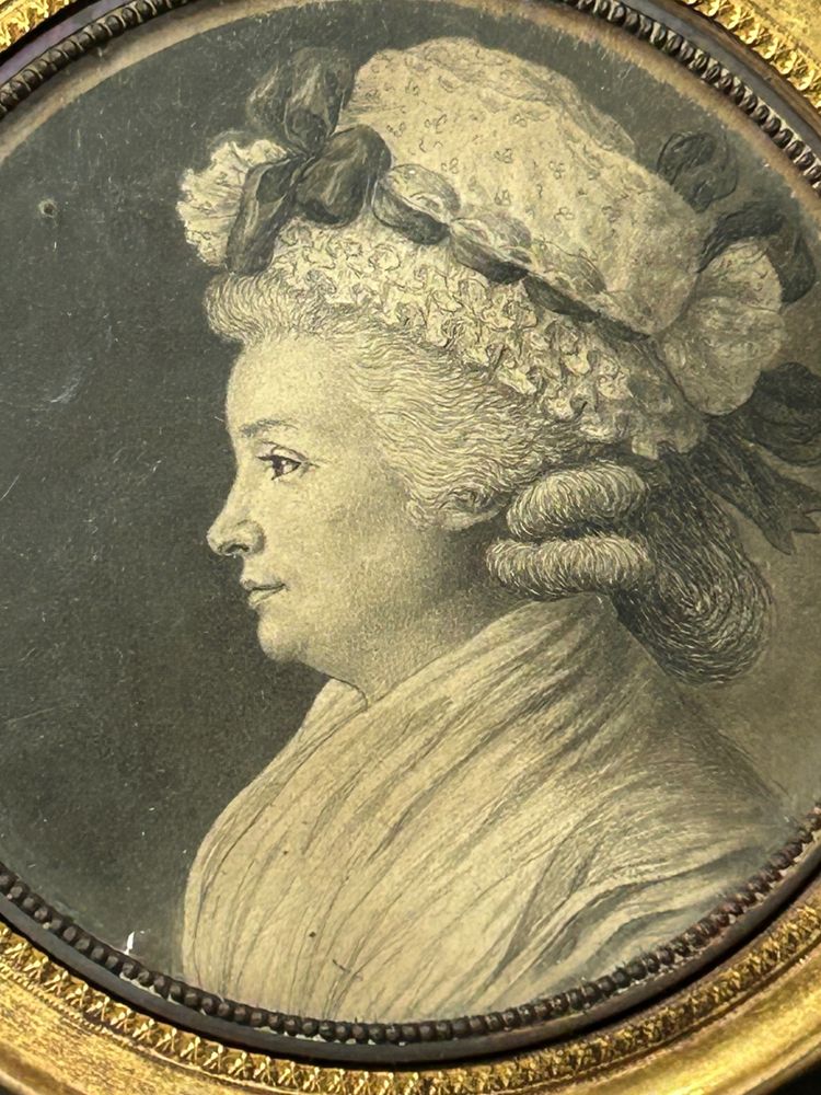 Eighteenth-Century Grisaille Miniature of a Woman in Profile