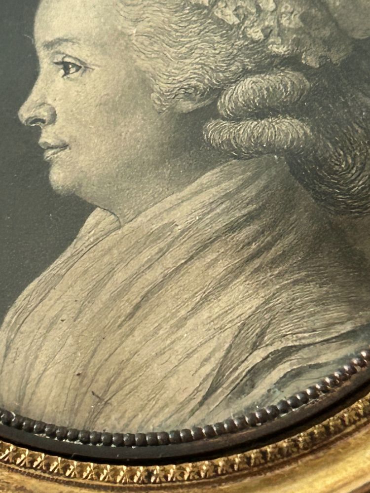 Eighteenth-Century Grisaille Miniature of a Woman in Profile