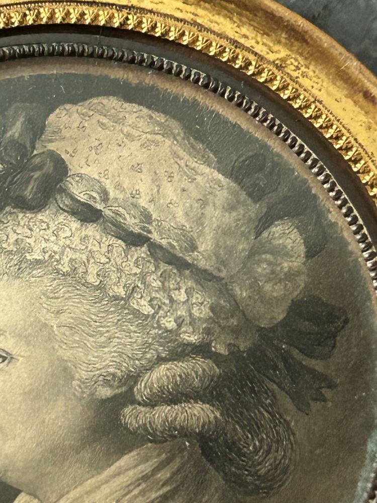 Eighteenth-Century Grisaille Miniature of a Woman in Profile