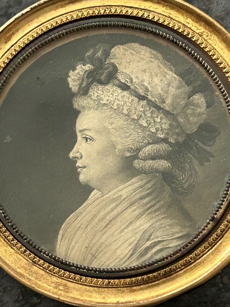 Eighteenth-Century Grisaille Miniature of a Woman in Profile